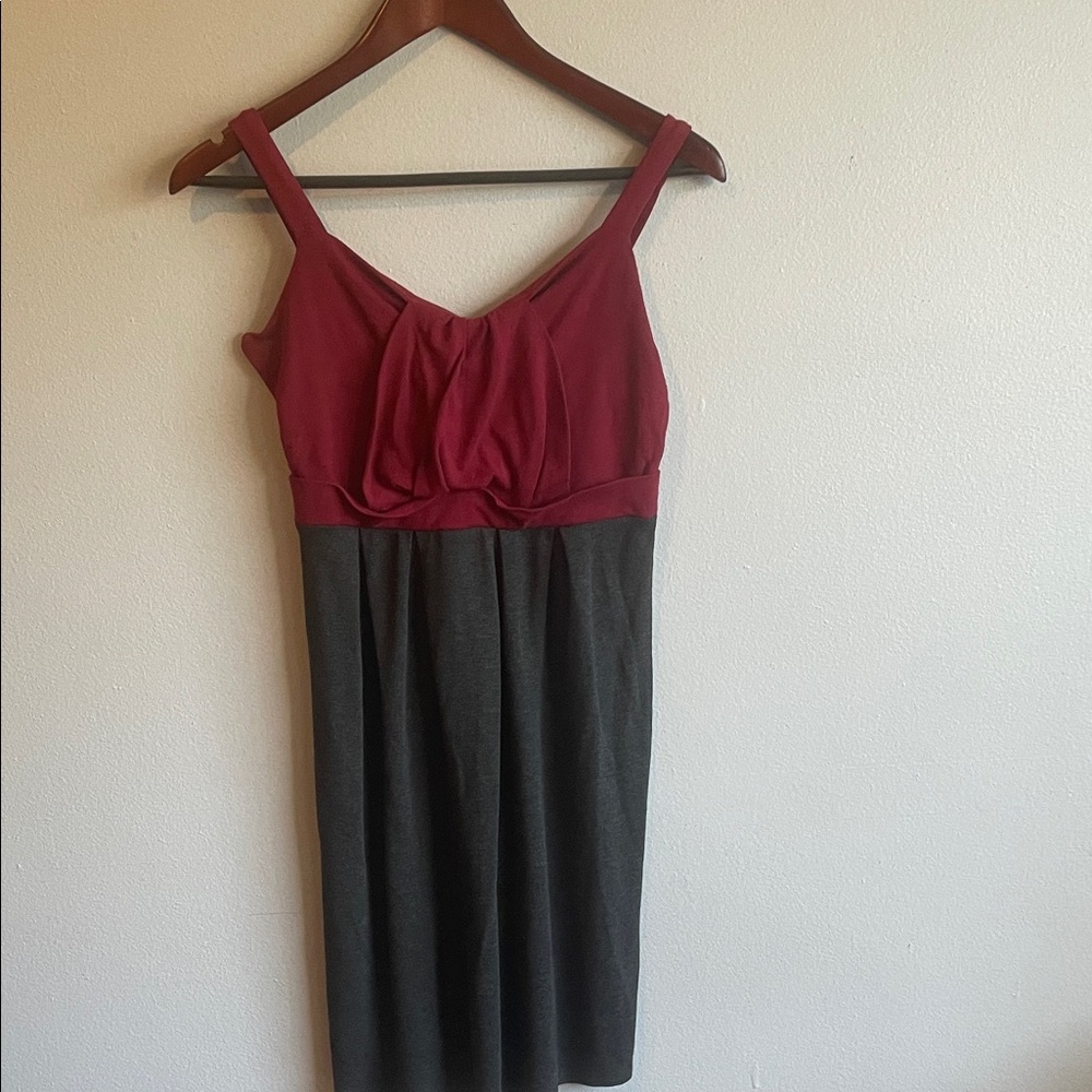 Ella Moss Burgundy and Charcoal Midi Dress